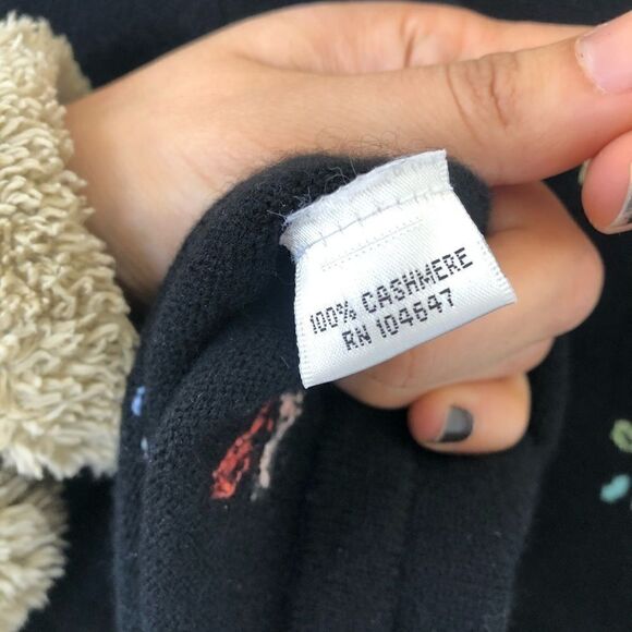 Talbots Cashmere Black Floral Pullover Sweater Lightweight Women Size Small - Picture 5 of 6